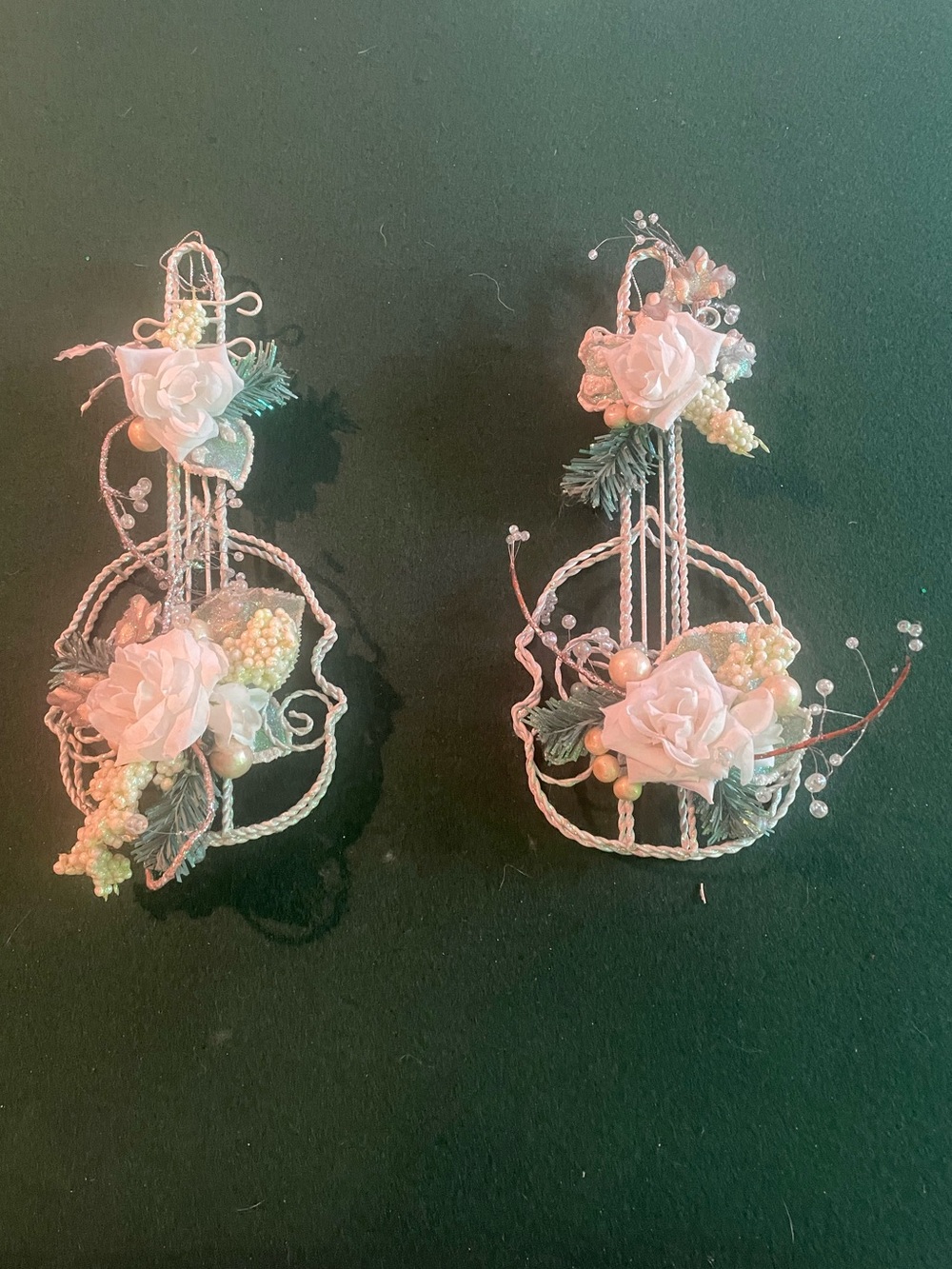 Floral Violin Xmas Decorations